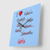 "I & Girls" Vierkante Klok (Hoek)