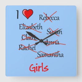 "I & Girls" Vierkante Klok