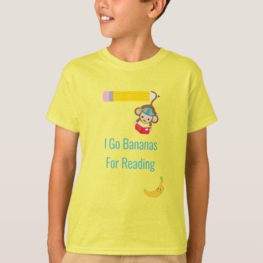 I Go Bananas voor het lezen van Smart Monkey T-shirt (Voorkant)
