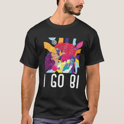 I Go Bi Bisexual Rainbow Pride March Bisexuality L T-shirt (Voorkant)