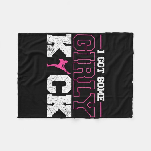 I Got Some Girly Kick Kickboxing  Fleece Deken (Voorkant (Horizontaal))