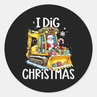 I-Graaf Kerstmis Santa Riding Graafmachine Constru Ronde Sticker