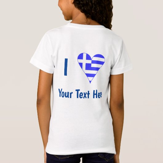 I (Greek Flag Heart) Jouw tekst T-shirt (Achterkant)