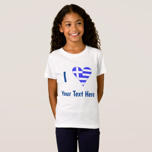 I (Greek Flag Heart) Jouw tekst T-shirt (Voorkant volledig)