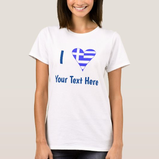 I (Greek Flag Heart) Jouw tekst Vrouwen T-shirt (Voorkant)