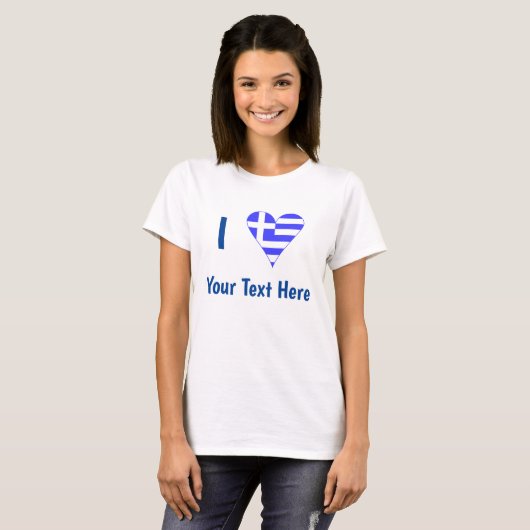 I (Greek Flag Heart) Jouw tekst Vrouwen T-shirt (Voorkant volledig)