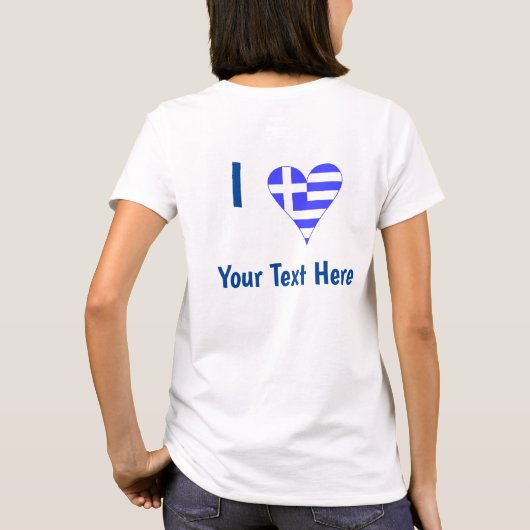 I (Greek Flag Heart) Jouw tekst Vrouwen T-shirt (Achterkant)