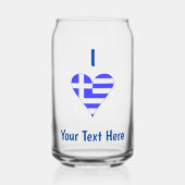 I (Griekse vlag Funky Heart) Jouw tekst Blikvorm Glas (Voorkant)