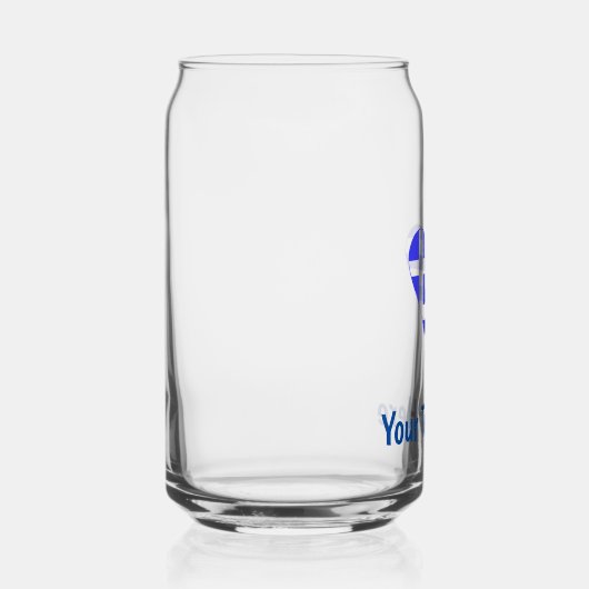 I (Griekse vlag Funky Heart) Jouw tekst Blikvorm Glas (Rechts)