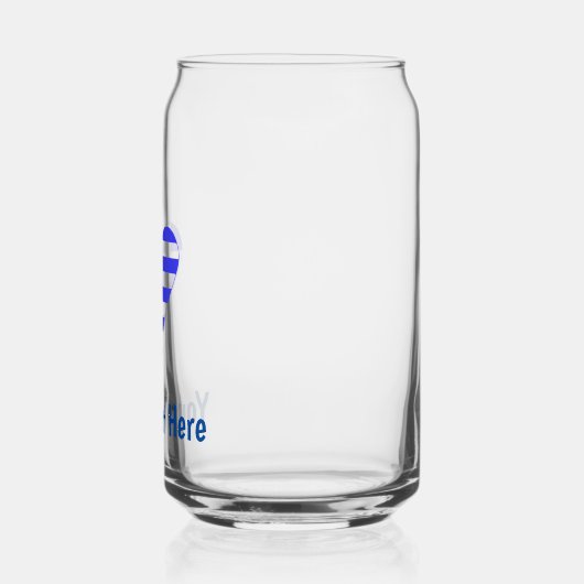 I (Griekse vlag Funky Heart) Jouw tekst Blikvorm Glas (Links)