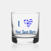 I (Griekse vlag Funky Heart) Jouw tekst Whisky Glas (Voorkant)