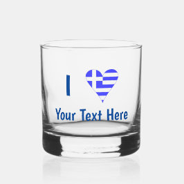 I (Griekse vlag Funky Heart) Jouw tekst Whisky Glas