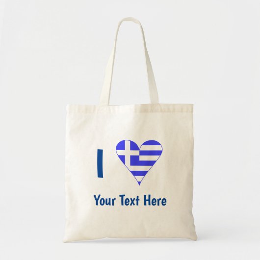 I (Griekse vlag hart) Blauwe Personalisatie Tote Bag (Voorkant)