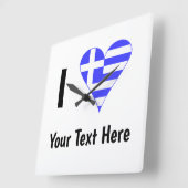 I (Griekse vlag) Jouw tekst Vierkante Klok (Hoek)