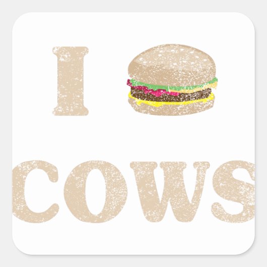 I Hamburger Cows Vierkante Sticker (Voorkant)