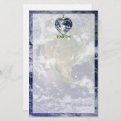 I Hart Aarde (I ♥ Aarde) met Aarde Trimmen Briefpapier (Voorkant / Achterkant)