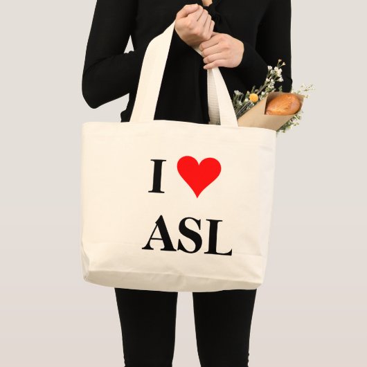 I (hart) ASL Grote Tote Bag (Voorkant (product))