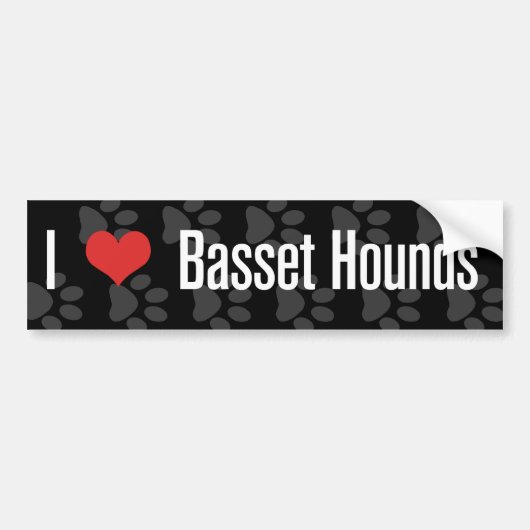 I (hart) Basset Hounds Bumpersticker (Voorkant)