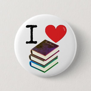 I [hart] [boeken], boekenliefhebbers ronde button 5,7 cm
