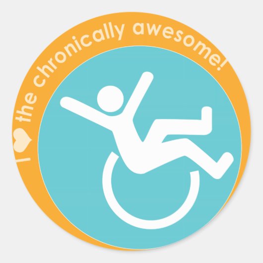 I {hart} chronisch Geweldige Ronde Sticker (Voorkant)