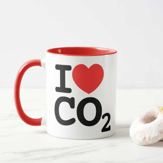 I Hart CO2 Ik hou van kooldioxide milieuactivist Mok (Met donut)