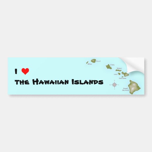 I (hart) de Hawaiiaanse eilanden Bumpersticker (Voorkant)