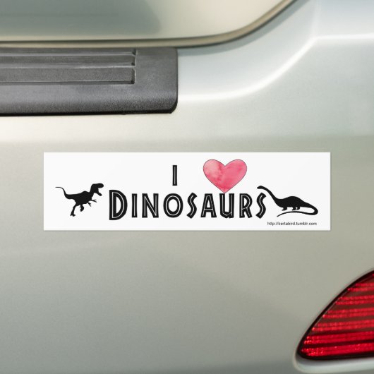 I hart Dinosauriërs bumpersticker (Op auto)