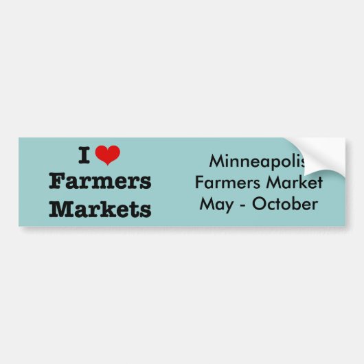 I Hart Farmers Markets Bumpersticker (Voorkant)