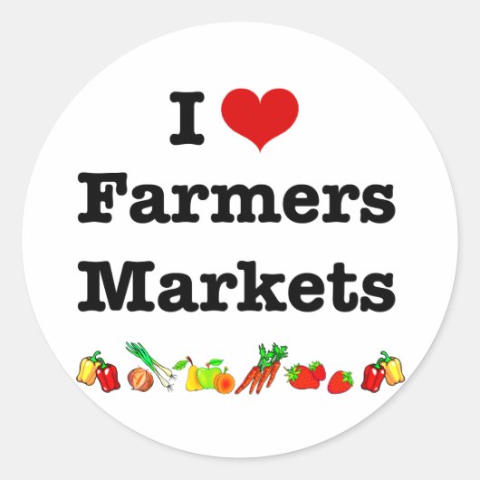 I Hart Farmers Markets Ronde Sticker (Voorkant)