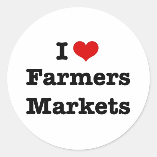 I Hart Farmers Markets Ronde Sticker (Voorkant)