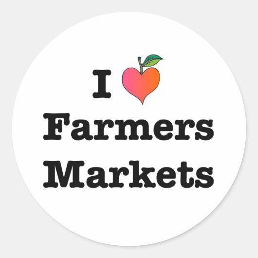 I Hart Farmers Markets Ronde Sticker (Voorkant)