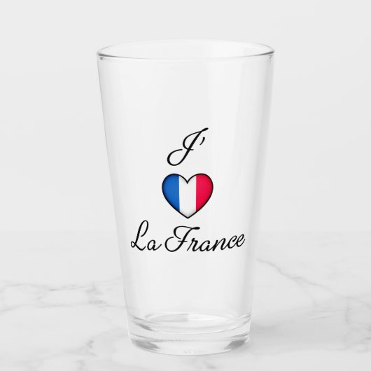 "I hart France" Franse Pride "J'adore La France" Glas (Voorkant)