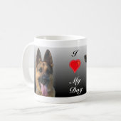 I (hart) Gepersonaliseerde Duitse herder Koffiemok (Voorkant links)