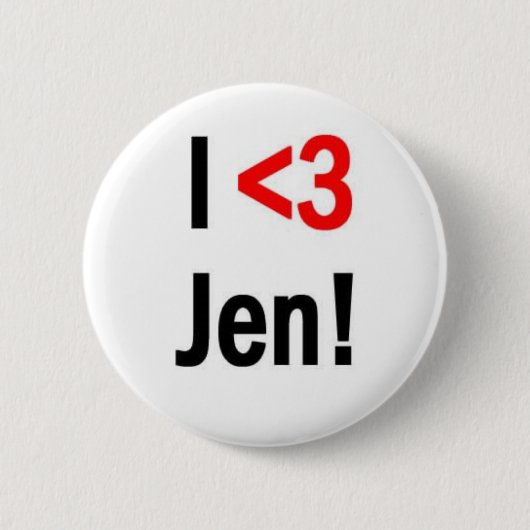 I hart Jen-toets Ronde Button 5,7 Cm (Voorkant)