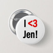 I hart Jen-toets Ronde Button 5,7 Cm (Voorkant /achterkant)