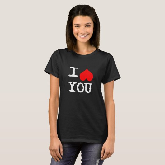 I Hart Jou Aangepast Zwart T-shirt (Voorkant volledig)