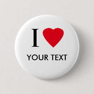 I HART (jouw tekst) Ronde Button 5,7 Cm