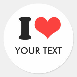 I HART (jouw tekst) Ronde Sticker