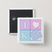 I Hart K~Pop Vierkante Button 5,1 Cm (Voorkant /achterkant)