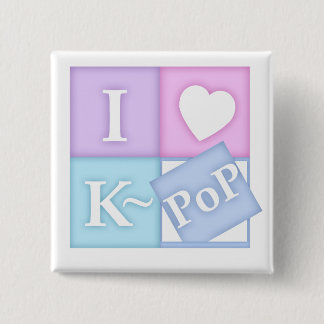 I Hart K~Pop Vierkante Button 5,1 Cm
