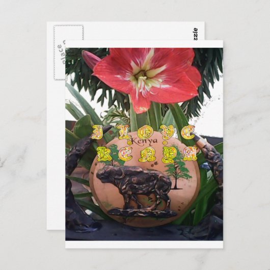 I (Hart) Kenia Buffalo Patch/Print Briefkaart (Voorkant / Achterkant)