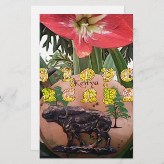I (Hart) Kenia Buffalo Patch/Print Briefpapier (Voorkant / Achterkant)