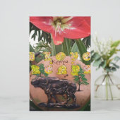 I (Hart) Kenia Buffalo Patch/Print Briefpapier (Staand voorkant)