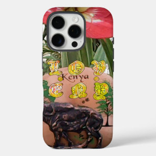 I (Hart) Kenia Buffalo Patch/Print iPhone 16 Pro Hoesje