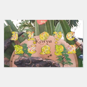 I (Hart) Kenia Buffalo Patch/Print Rechthoekige Sticker