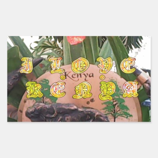 I (Hart) Kenia Buffalo Patch/Print Rechthoekige Sticker (Voorkant)