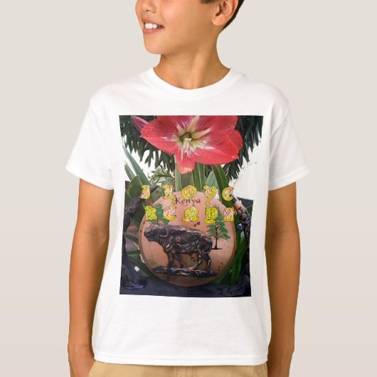 I (Hart) Kenia Buffalo Patch/Print T-shirt (Voorkant)