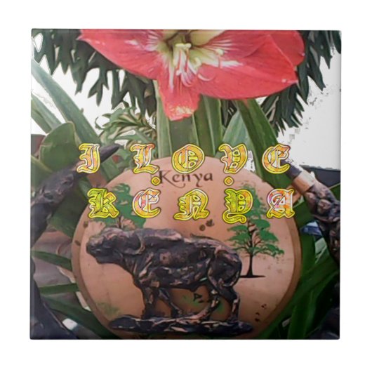 I (Hart) Kenia Buffalo Patch/Print Tegeltje (Voorkant)