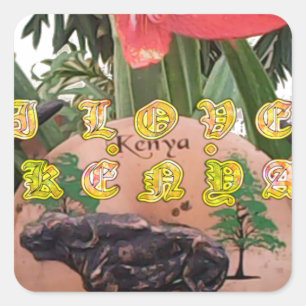 I (Hart) Kenia Buffalo Patch/Print Vierkante Sticker