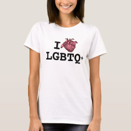 I Hart LGBTQ+ anatomisch correct hart T-shirt